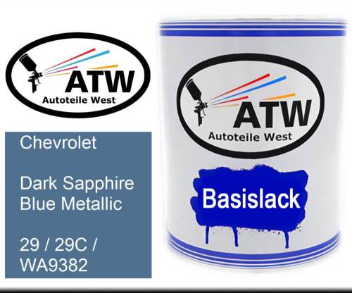 Chevrolet, Dark Sapphire Blue Metallic, 29 / 29C / WA9382: 1L Lackdose, von ATW Autoteile West.
